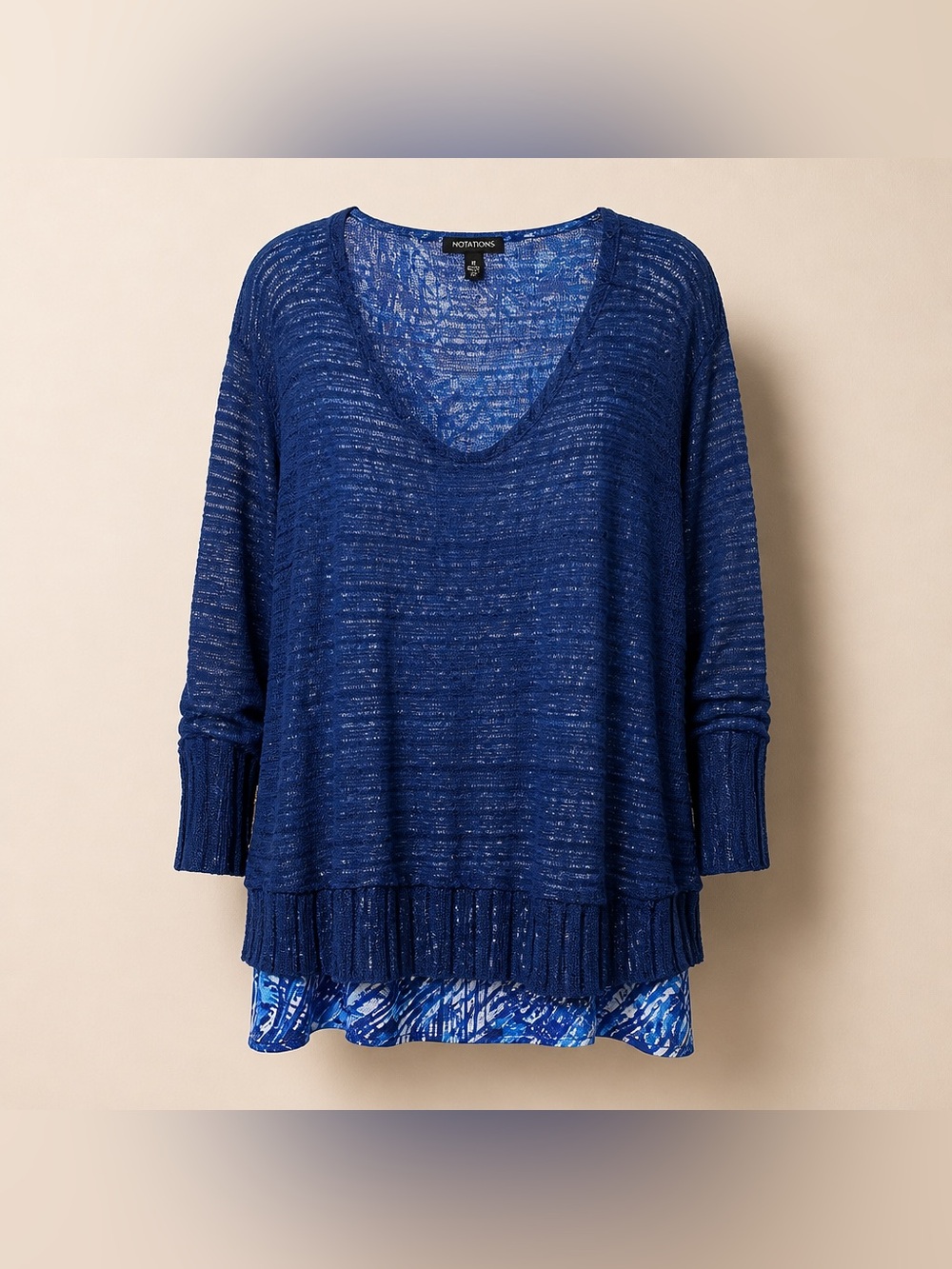 Notations 2X Knit over Tunic Layer Polyester Spandex Look Top
